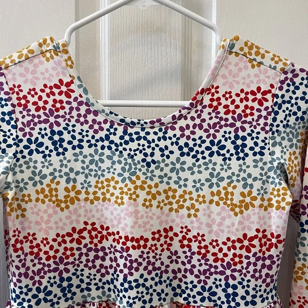 Hanna Andersson Long Sleeve Skater Dress Pockets Rainbow Floral Girls 150 US 12